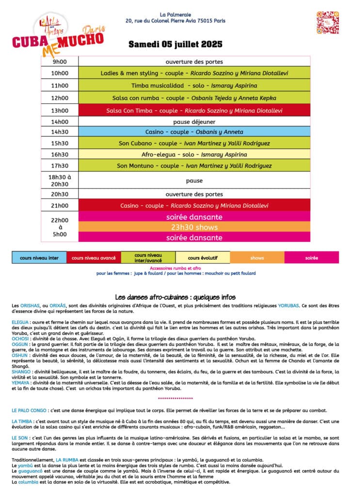 planning CMM paris - Baila con Amigos - 5 juillet 2025