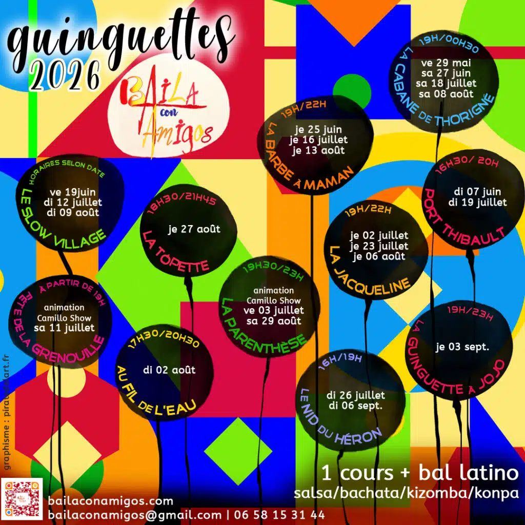 guinguettes été 2026 - Baila con Amigos - bals afro latinos (salsa, bachata, kizomba, konpa...)